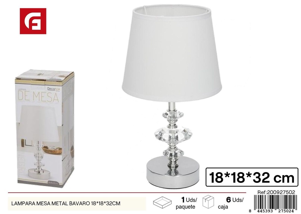 Lámpara de mesa metálica Bavaro 18x18x32cm - Iluminación y decoración 