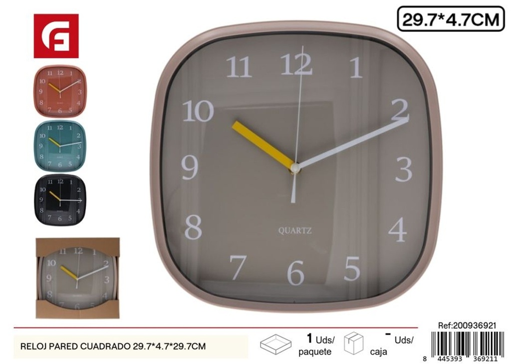 Reloj de pared cuadrado 29.7x4.7x29.7cm - Decoración del hogar