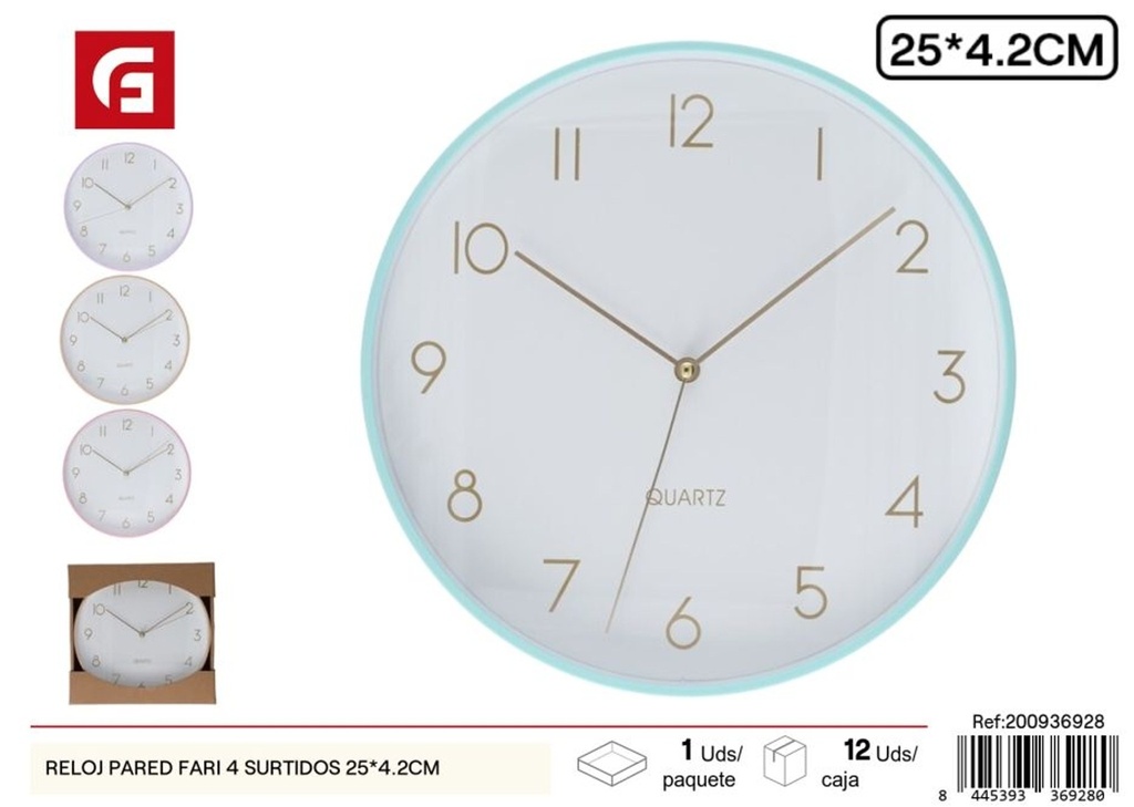 Reloj de pared Fari 4 surtidos 25x4.2cm - Decoración del hogar
