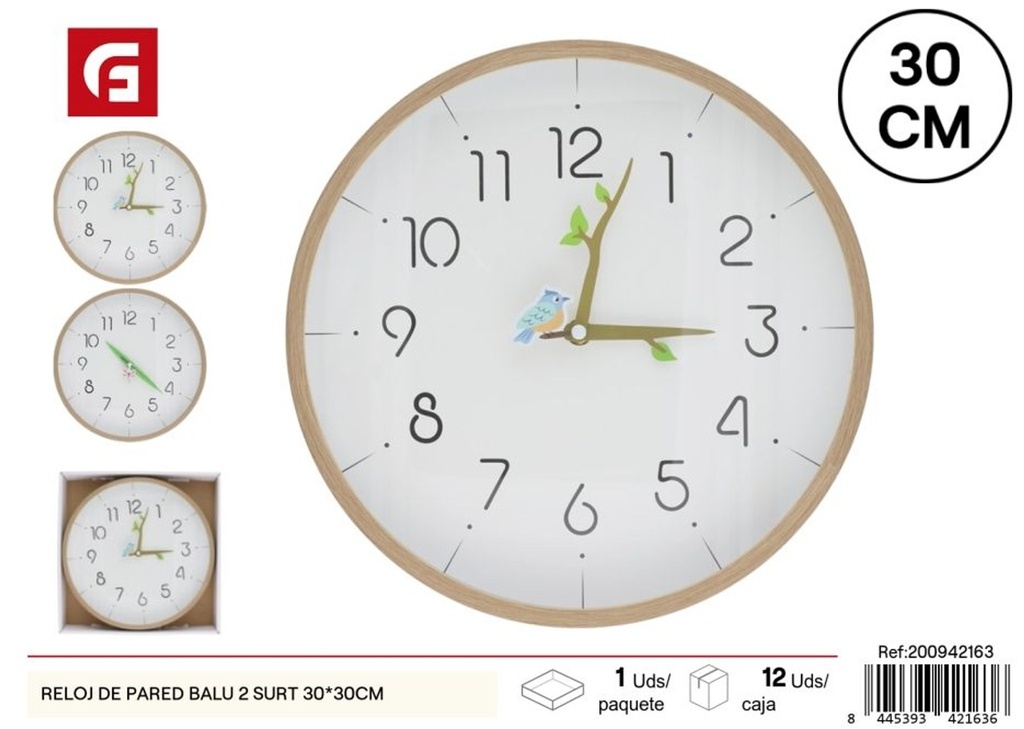 Reloj de pared Balu 2 surtidos 30x30cm - Decoración del hogar