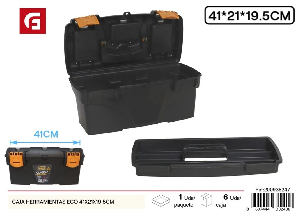Caja de herramientas ecológica de 41x21x19.5 cm - Ferretería y herramientas
