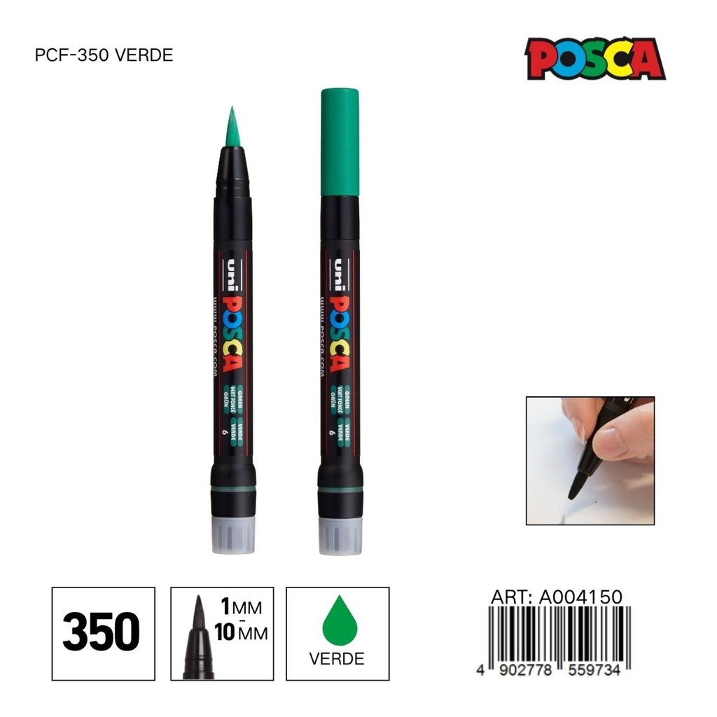 Marcador POSCA de punta suave 0.1mm-10mm PCF-350 Verde - Material de oficina