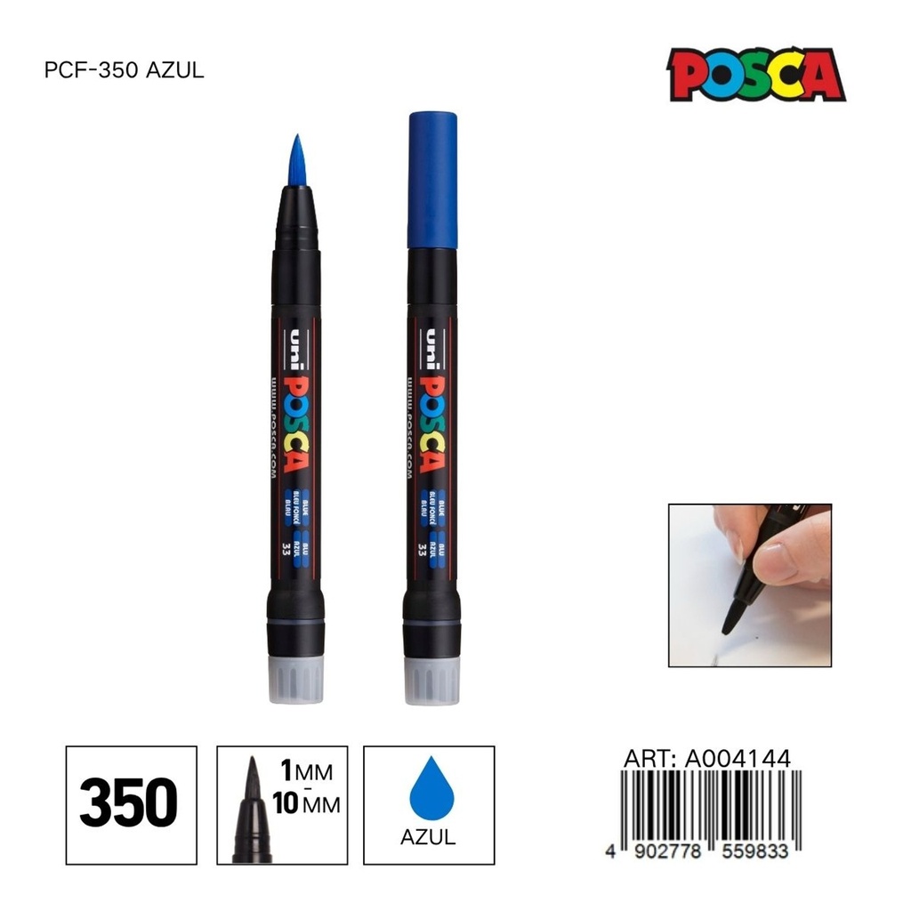 Marcador POSCA de punta suave 0.1mm-10mm PCF-350 Azul - Material de oficina