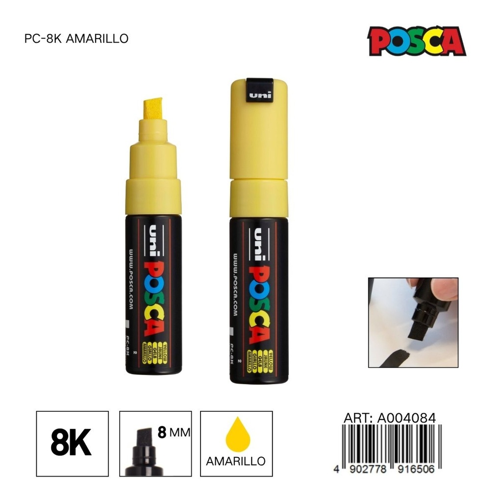 Marcador POSCA 8mm PC-8K Amarillo - Material de oficina