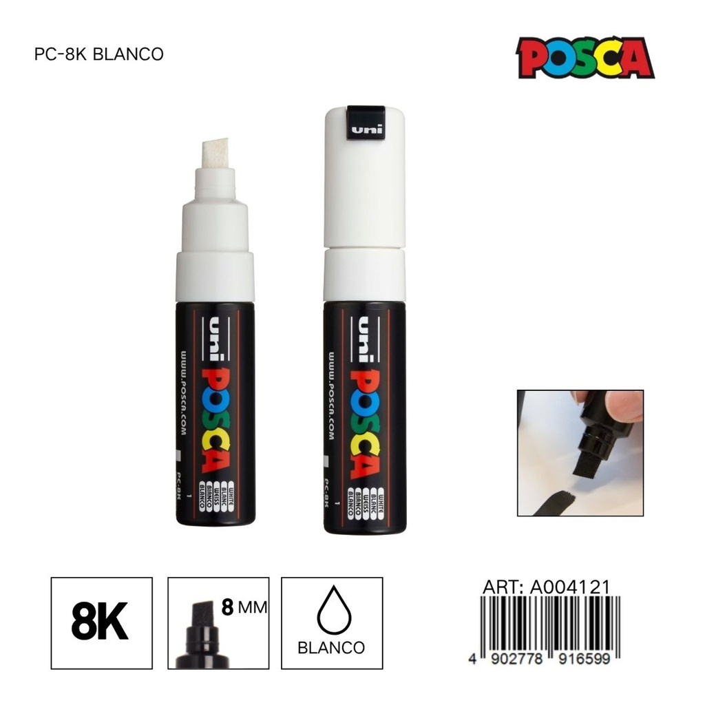 Marcador POSCA 8mm PC-8K Blanco - Material de oficina