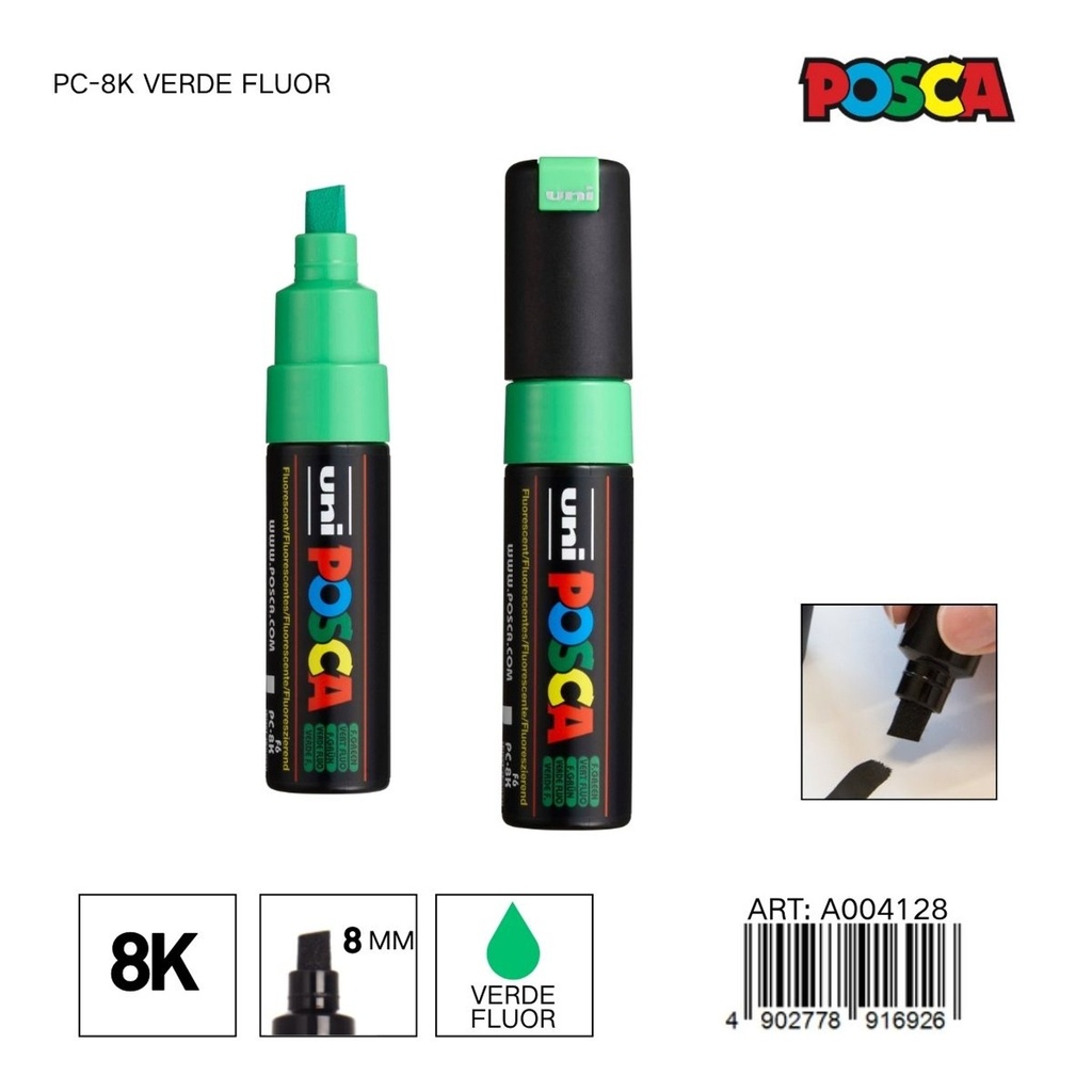 Marcador POSCA 8mm PC-8K Verde Fluorescente - Material de oficina