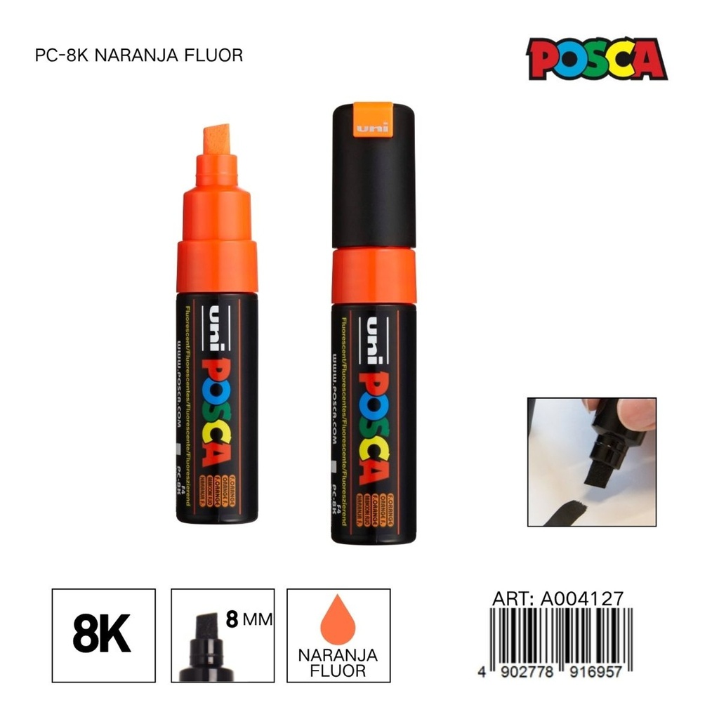 Marcador POSCA 8mm PC-8K Naranja Fluorescente - Material de oficina