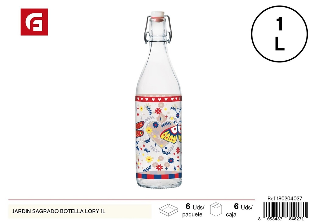 Botella Lory 1L - Vidrio y cerámica