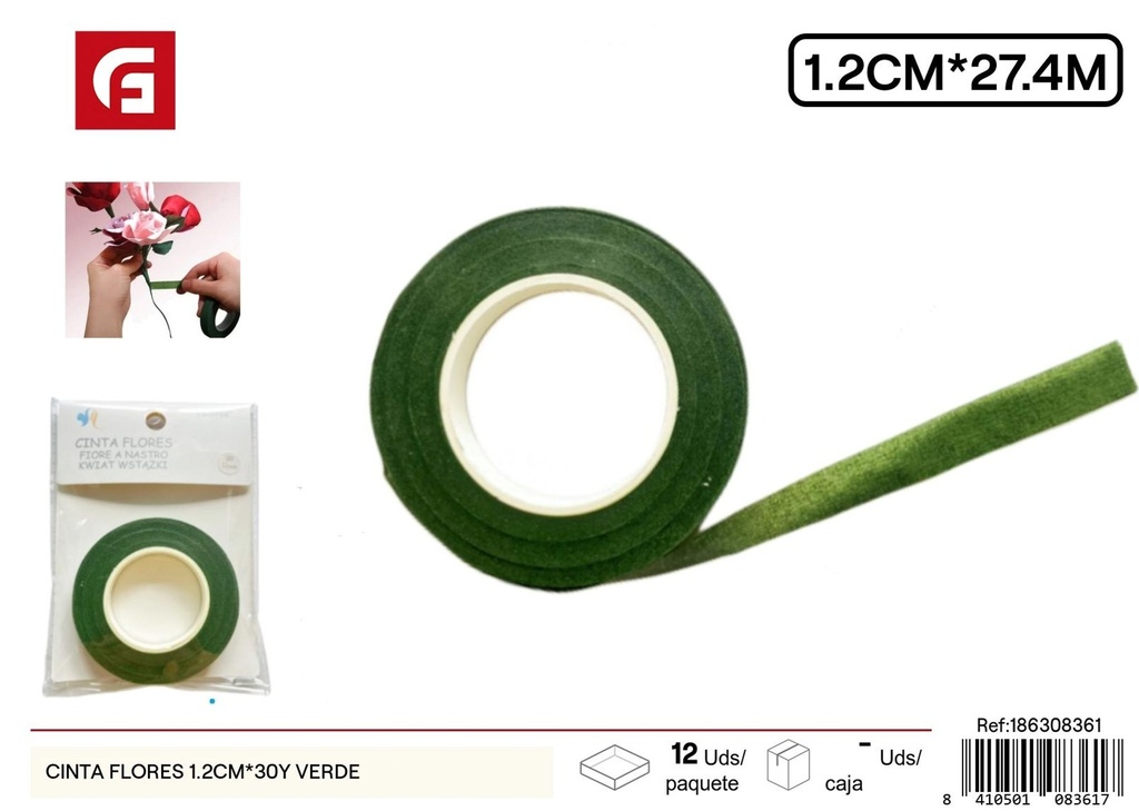 Cinta de flores verde 1.2CM*30Y - Manualidades y cintas