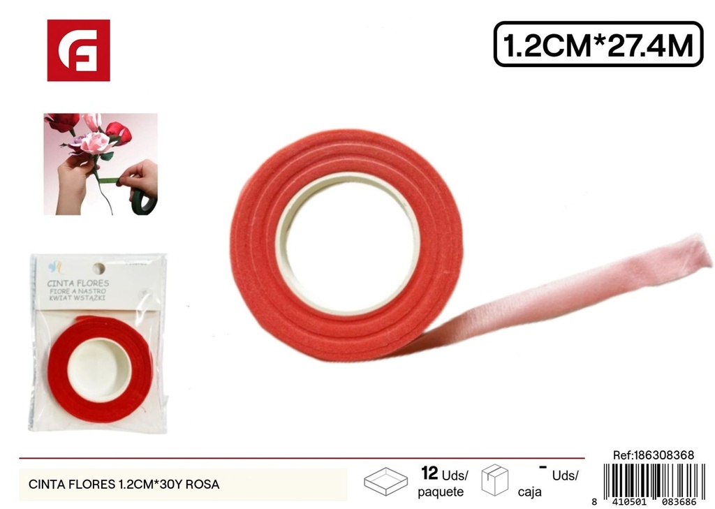 Cinta de flores rosa 1.2CM*30Y - Manualidades y cintas
