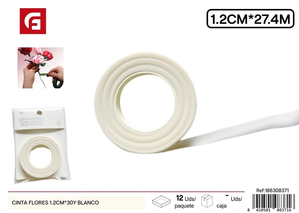 Cinta de flores blanca 1.2CM*30Y - Manualidades y cintas