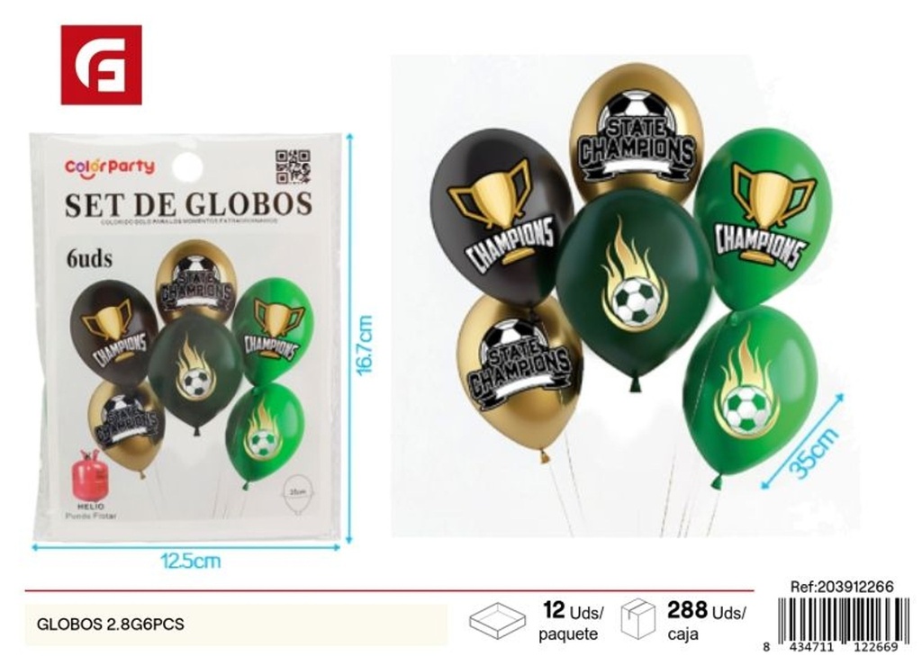 Globos de premio de fútbol impresión 6pcs 2.8g - Artículos de fiesta y decoraciones