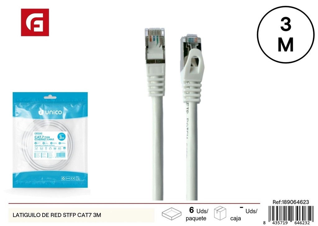 Latiguillo de red STFP CAT7 de 3m - Accesorios electrónicos