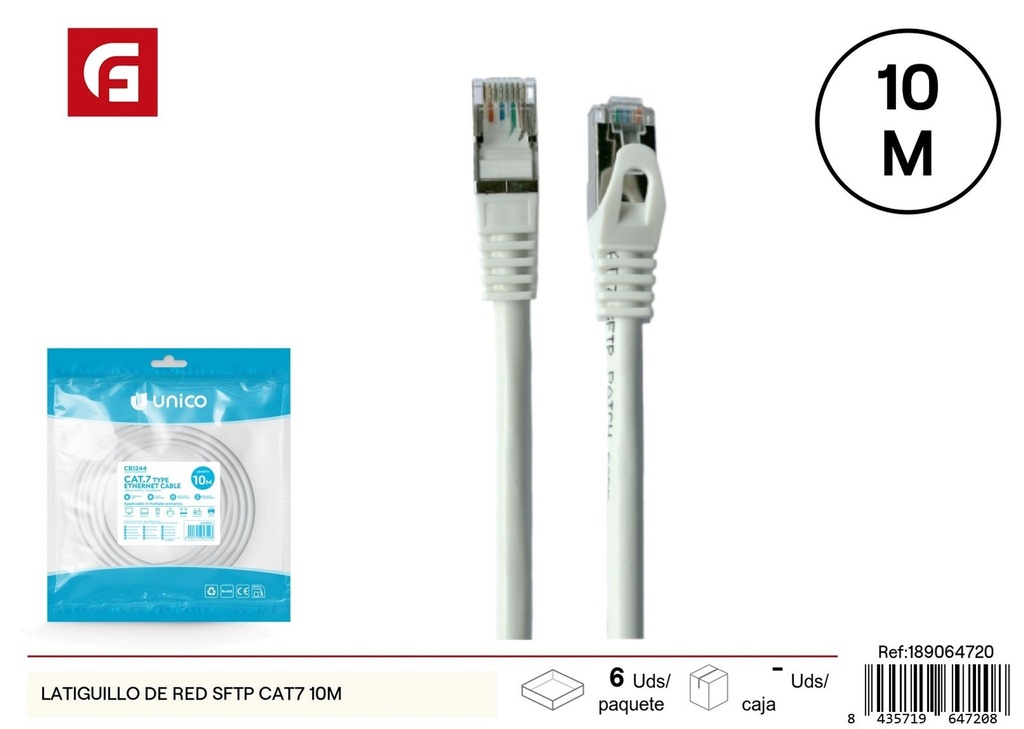 Latiguillo de red SFTP CAT7 de 10m - Accesorios electrónicos