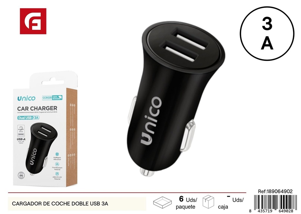 Cargador de coche doble USB 3A - Accesorios de coche