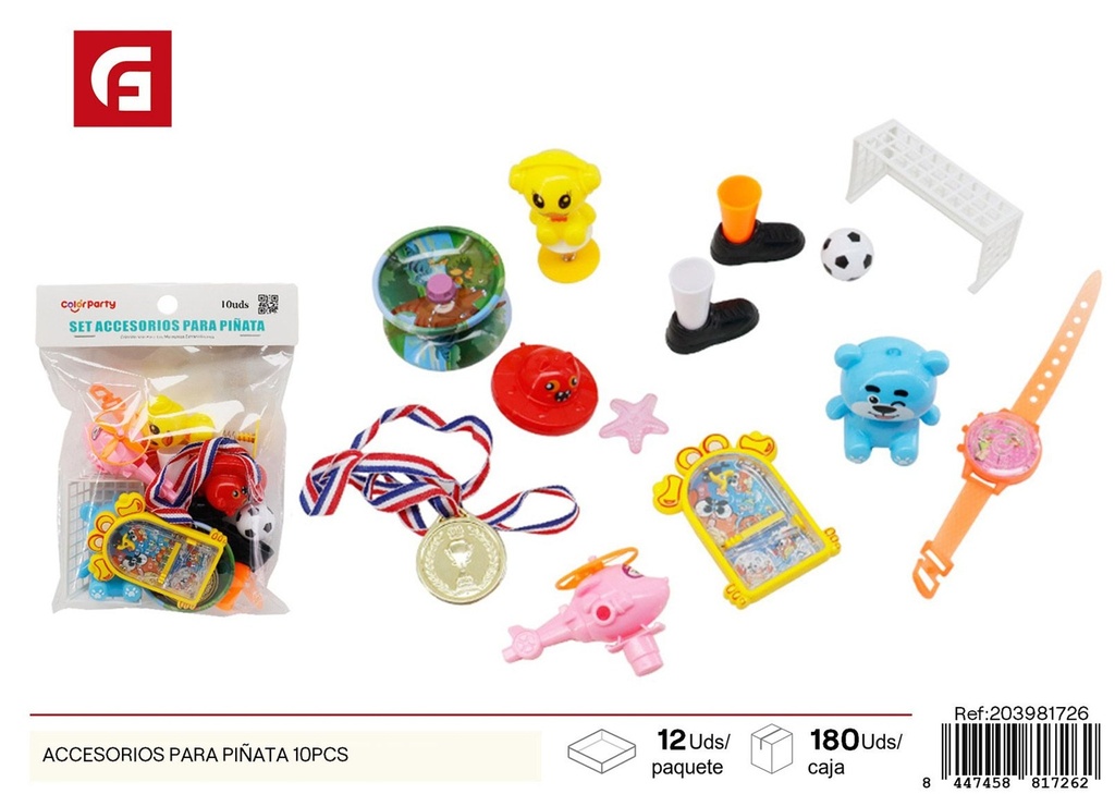 Set de accesorios para piñata 10 pcs - Materiales para fiestas