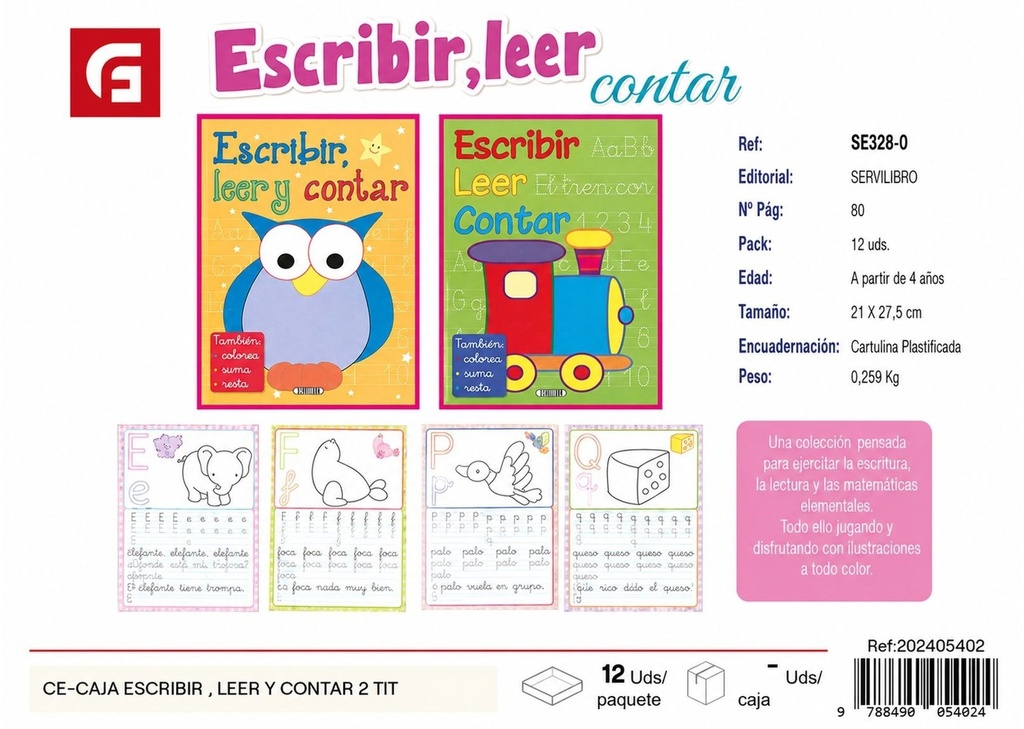 Caja CE de escribir, leer y contar (2 títulos) - Material escolar educativo