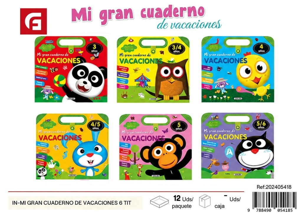 Mi gran cuaderno de vacaciones (6 títulos) - Material escolar educativo
