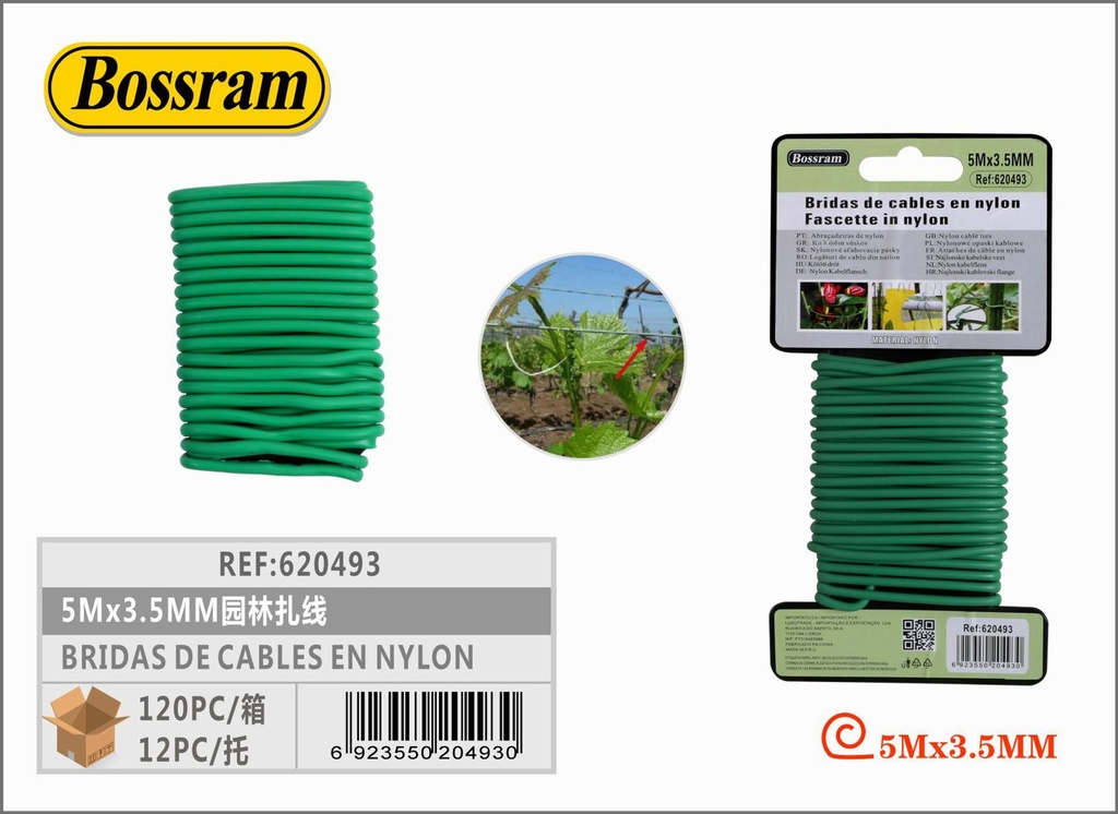 Bridas de cables en nylon 5m x 3.5mm herramientas de jardín