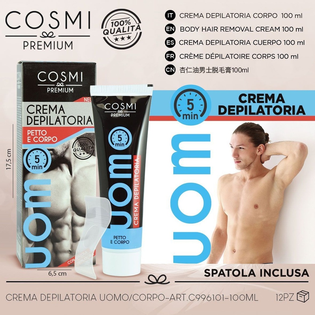 Crema depilatoria COSMI para hombre 100ml con efecto en 5 minutos - Cuidado personal
