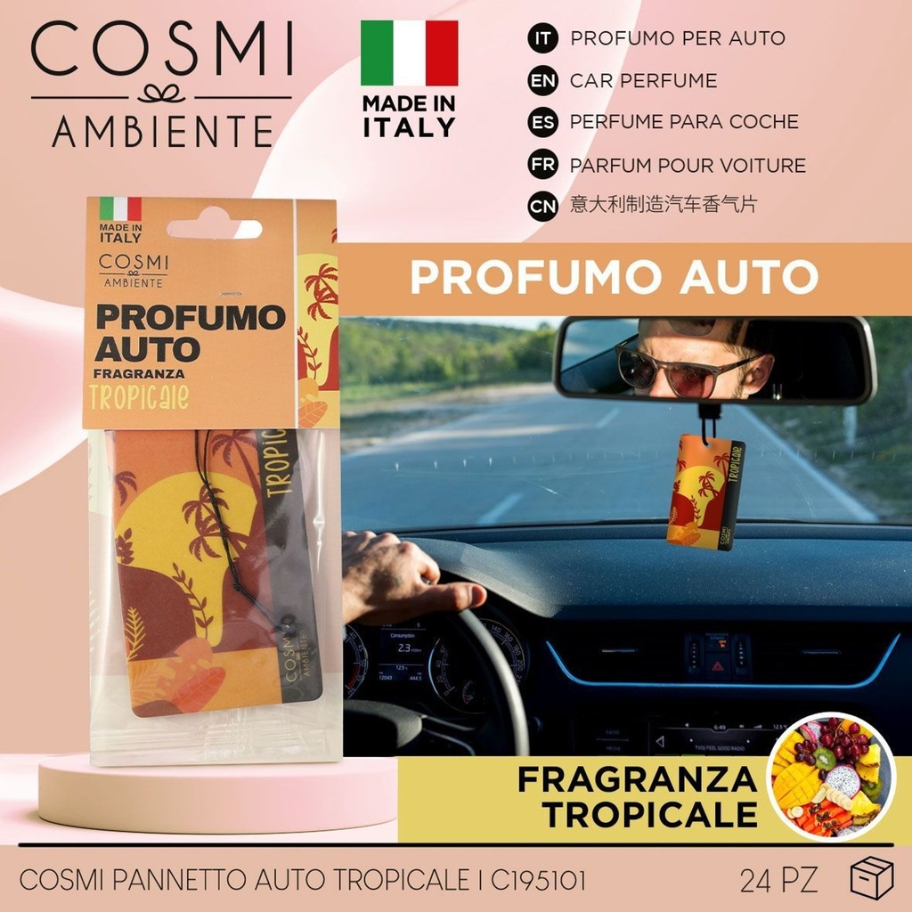 Ambientador de auto rectangular Tropical Mix - Cosméticos y ambientadores