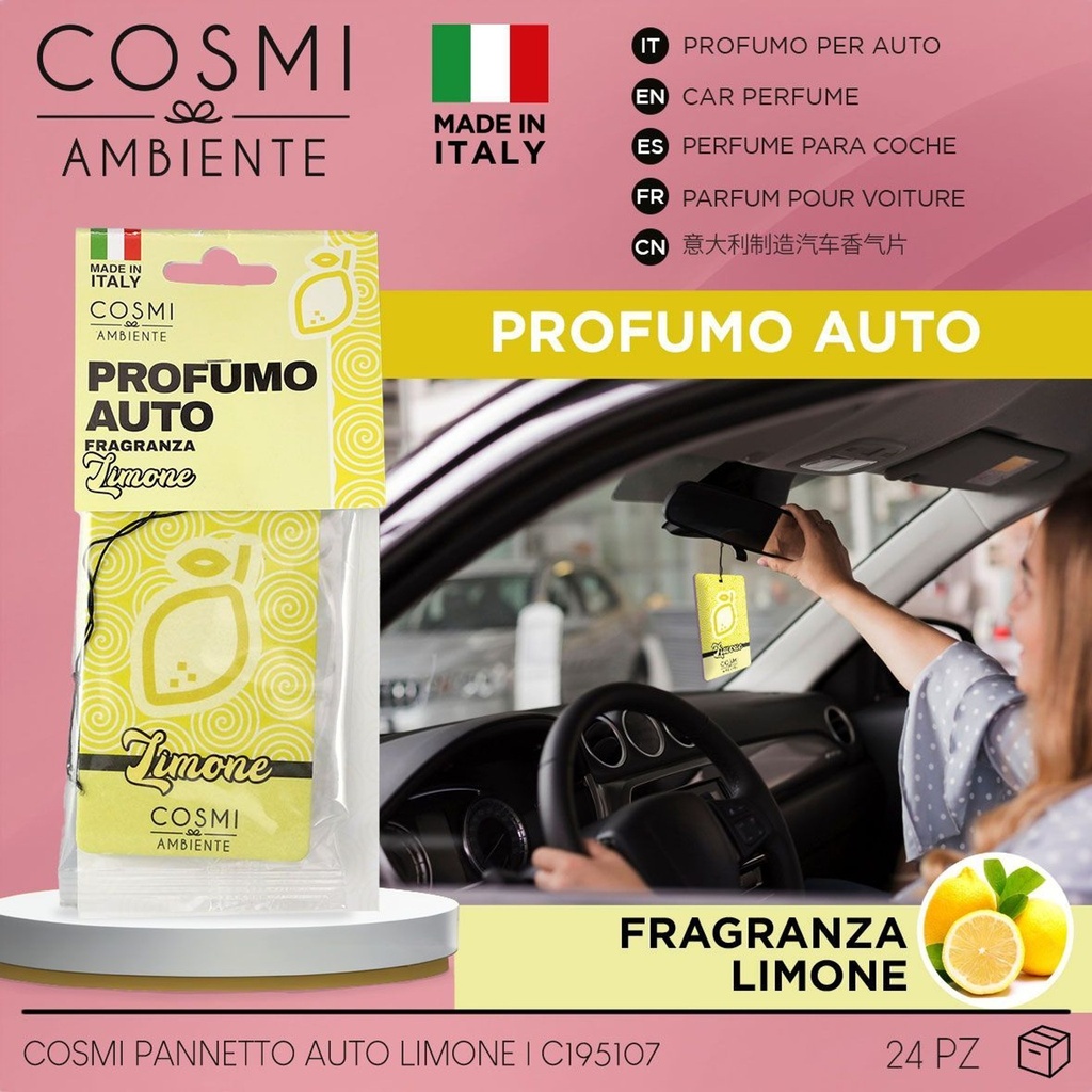 Ambientador de auto rectangular Limón - Cosméticos y ambientadores