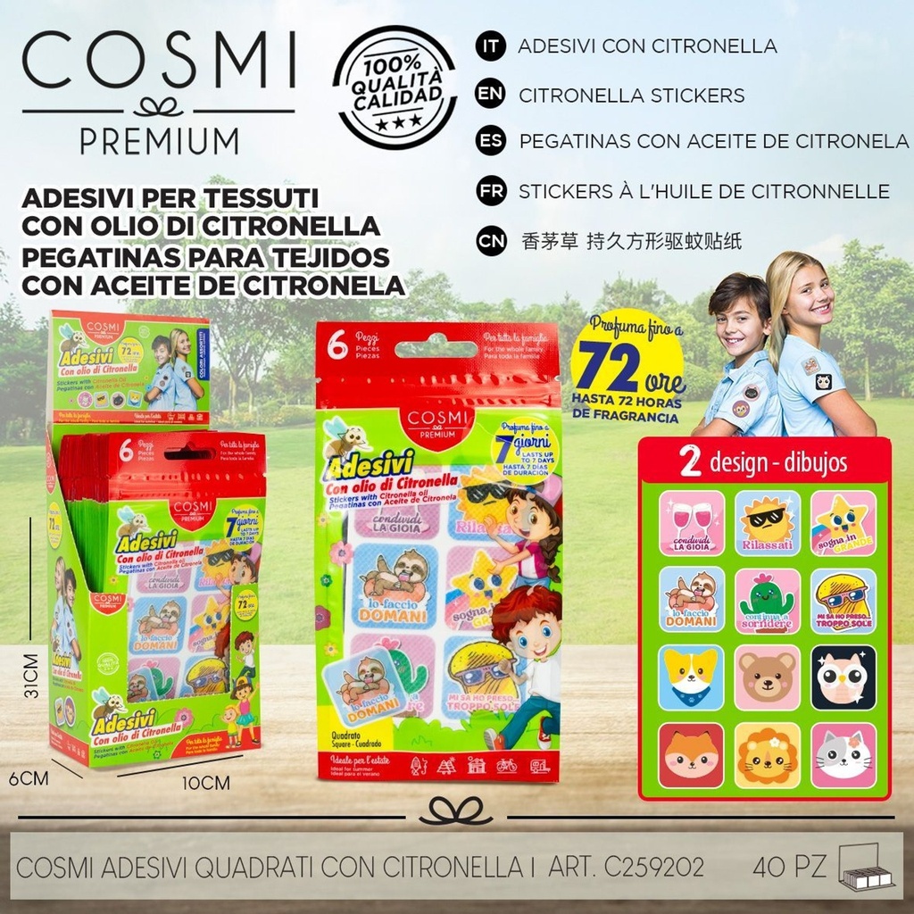 Parche de citronela de TNT cuadrado 6 pcs 