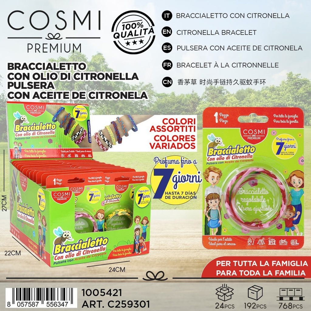  Pulsera aromatizada citronela trenzada bicolor 