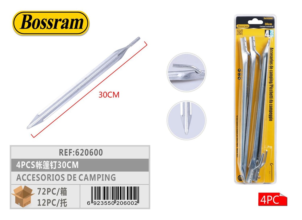 Accesorios de camping estacas de tienda 30cm 4pcs