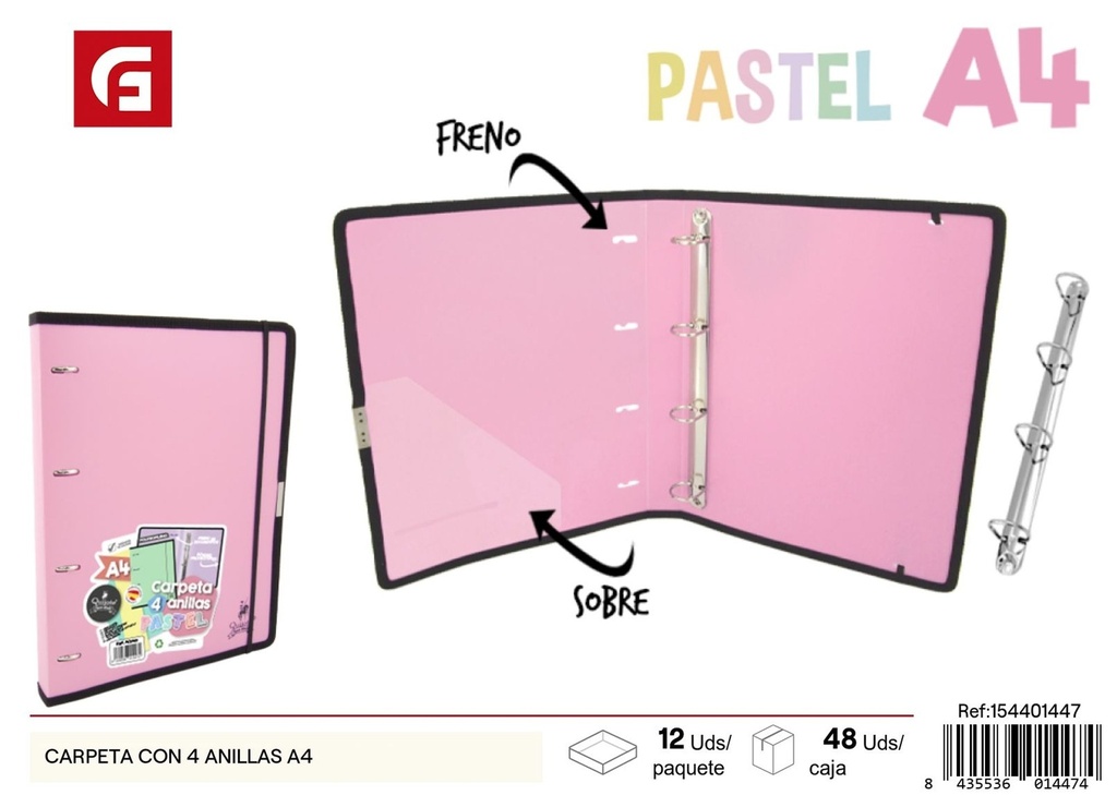 Carpeta con 4 anillas A4 - Material de oficina