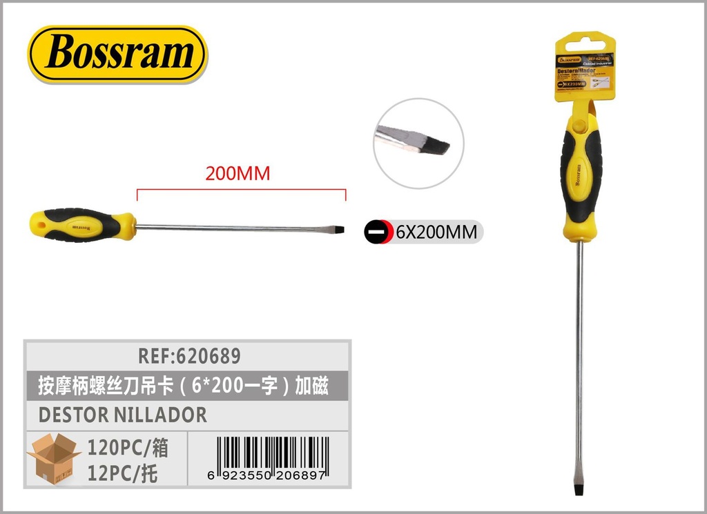 Destornillador magnético 6x200mm para uso general