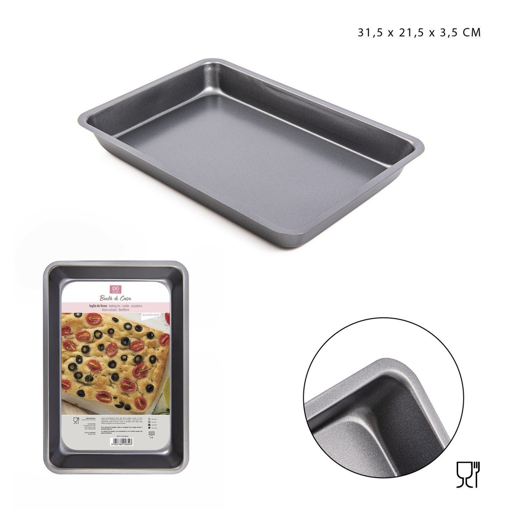 Bandeja de hornear rectangular 31,5x21,5x3,5 cm - Utensilios de cocina para repostería