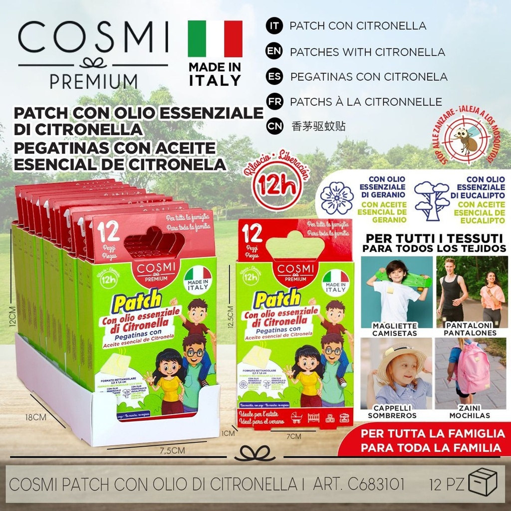 Patch aromático Cosmi Premium a la citronela 12 piezas - Ambientadores y fragancias