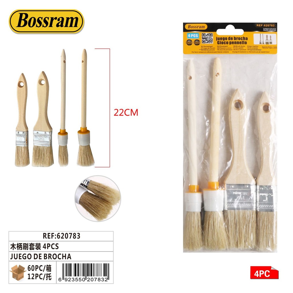 Juego de brochas de madera 4pcs para pintar