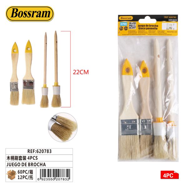 Juego de brochas de madera 4pcs para pintar