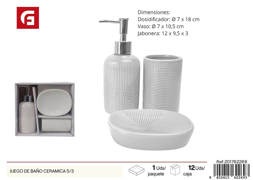 Juego de baño cerámica 3 piezas - Accesorios para el baño