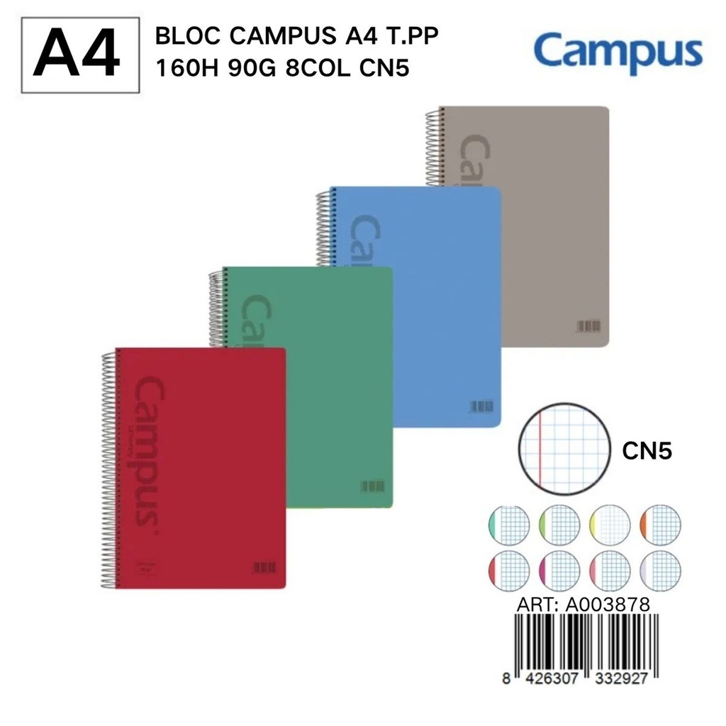 Bloc A4 Campus con tapa plástica 90g - Libretas y papelería