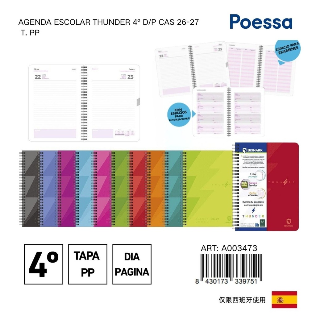 Agenda escolar Thunder 4º D/P - Papelería y material escolar