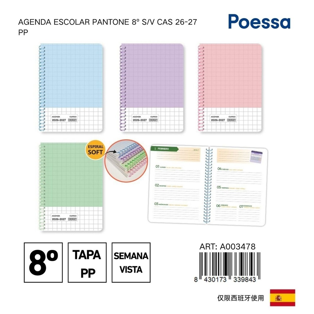 Agenda escolar Pantone 8º S/V - Papelería y material escolar