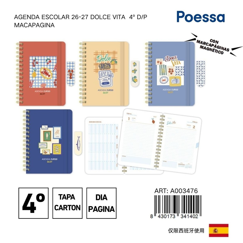 Agenda escolar Dolce Vita 4º D/P con marcador - Papelería y material escolar