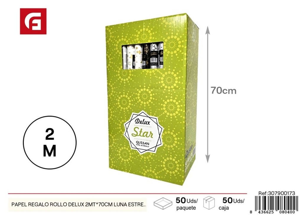Papel regalo deluxe 2m*70cm patrones de estrellas y luna - Artículos de regalo