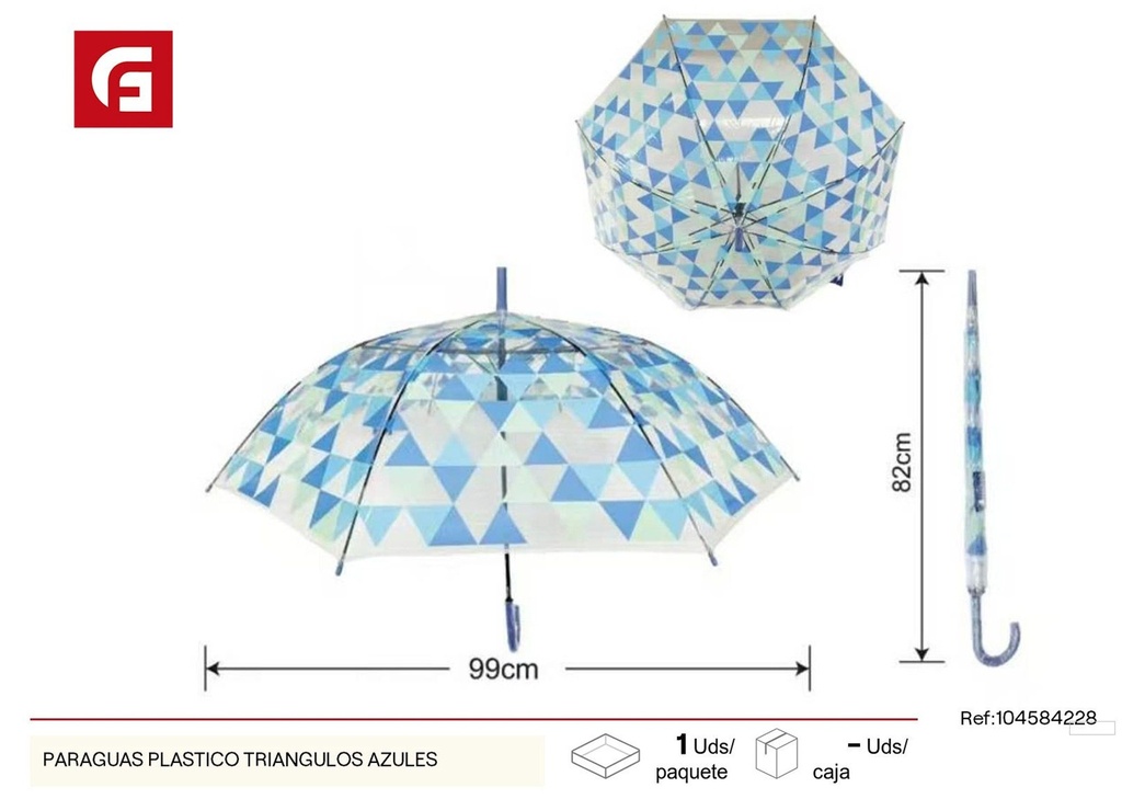Paraguas plástico triángulos azules - Artículos para la lluvia y paraguas