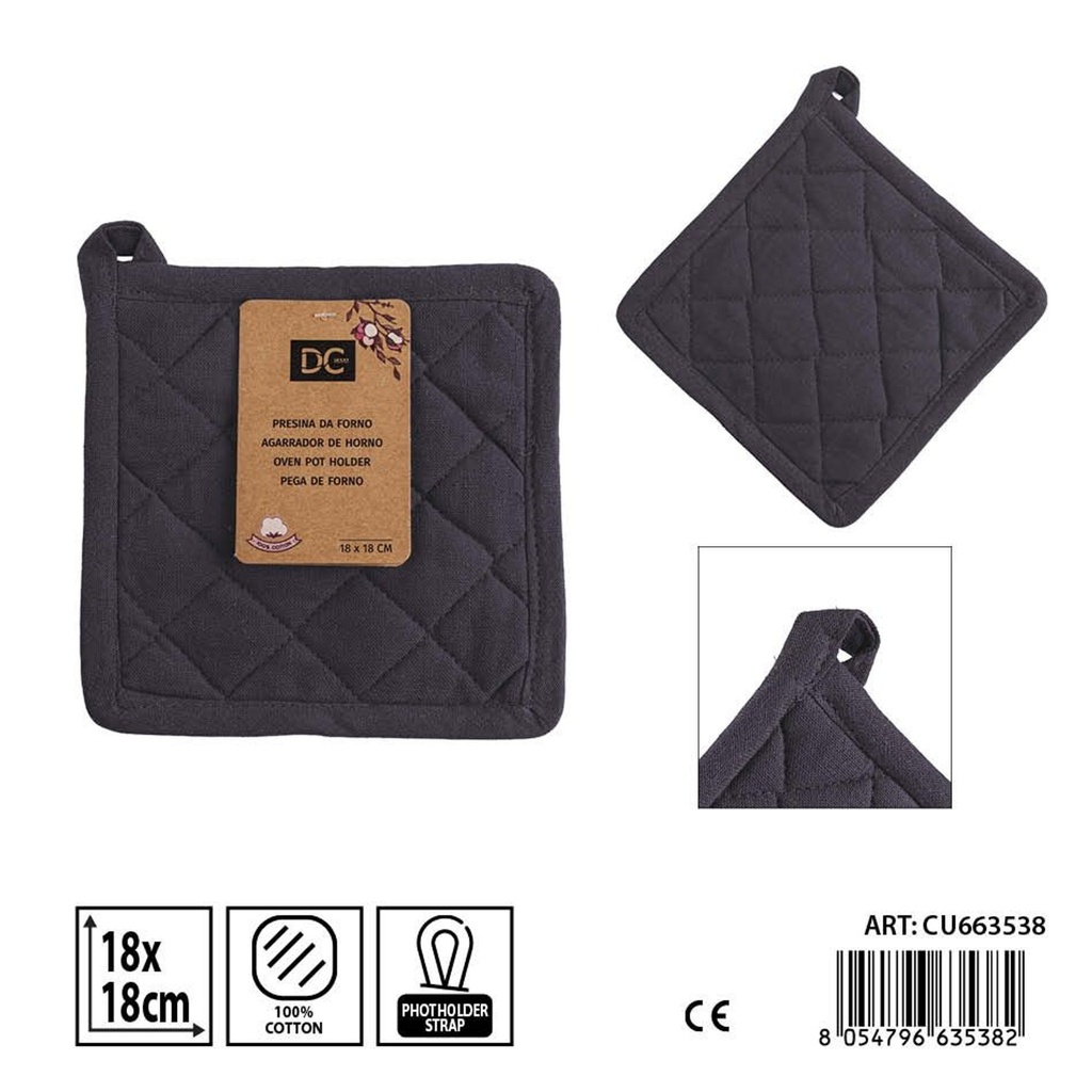 Agarra de cocina cuadrada gris oscuro 18x18 cm - Accesorios de mesa y cocina
