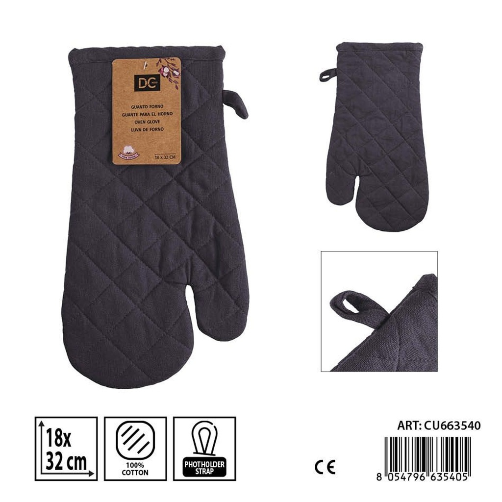 Guante de horno gris oscuro 18x32 cm - Accesorios de mesa y cocina