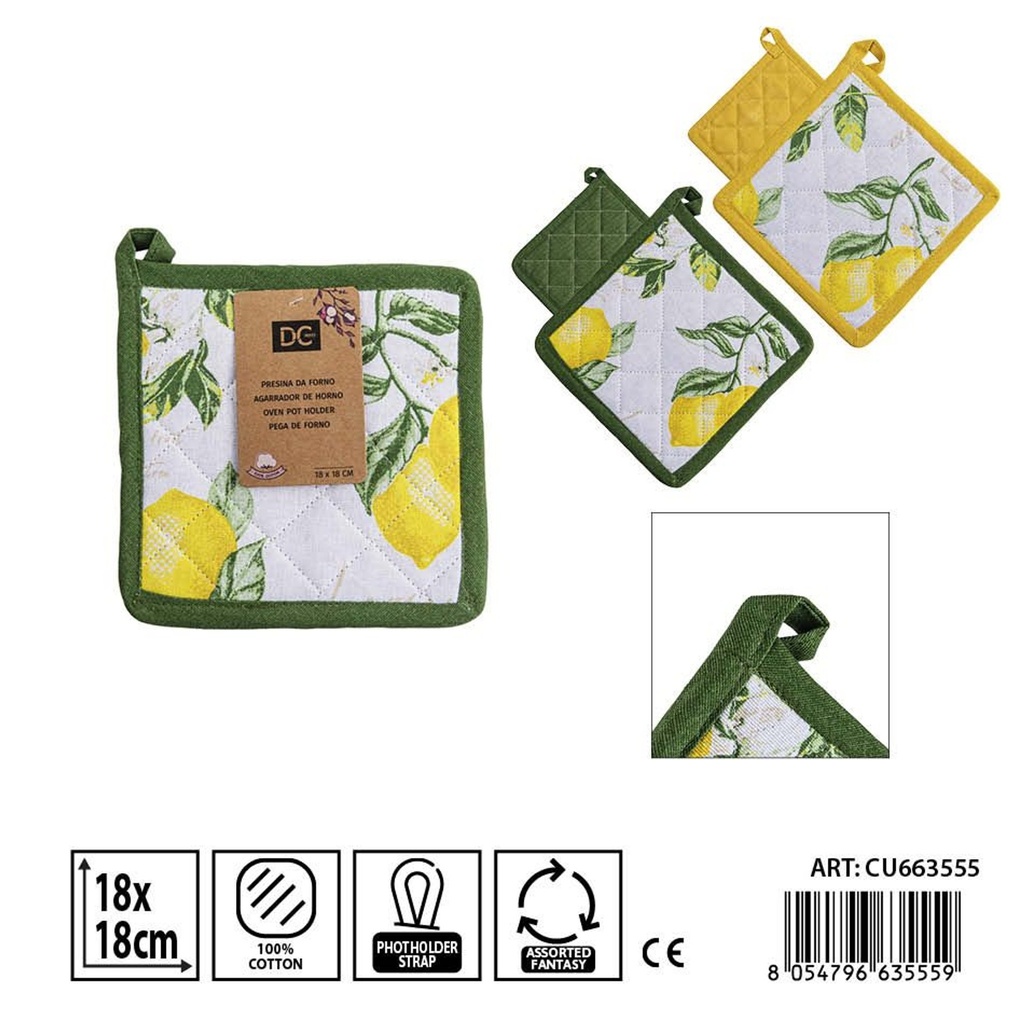 Agarra de cocina cuadrada limón 18x18 cm - Accesorios de mesa y cocina