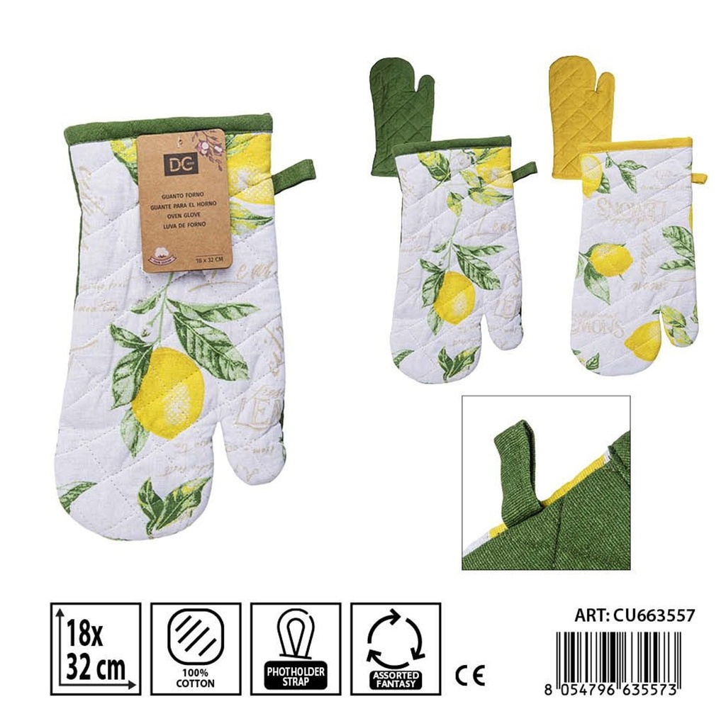 Guante de horno limón 18x32 cm - Accesorios de mesa y cocina