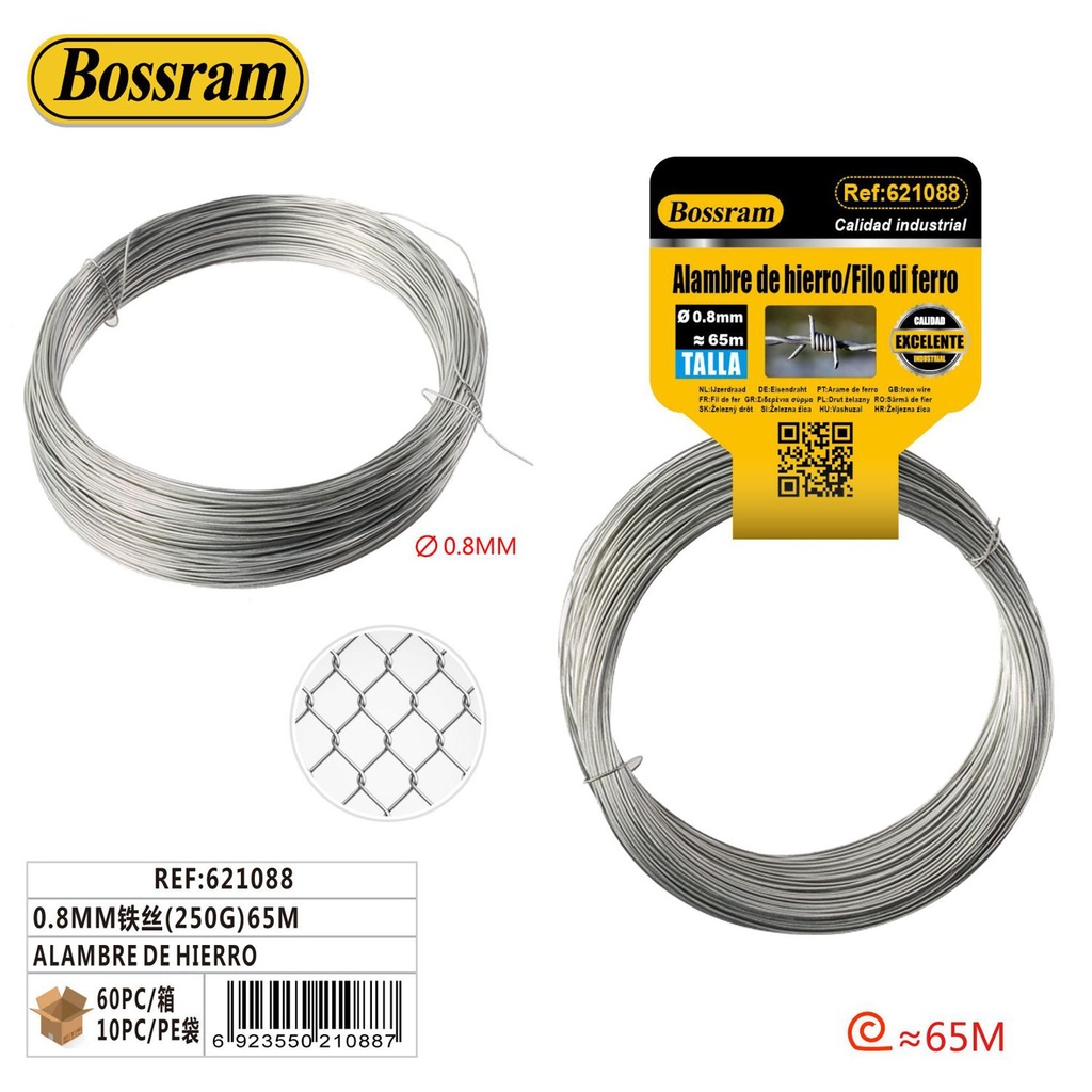 Alambre de hierro 0.8mm 250g 65m para construcción y manualidades