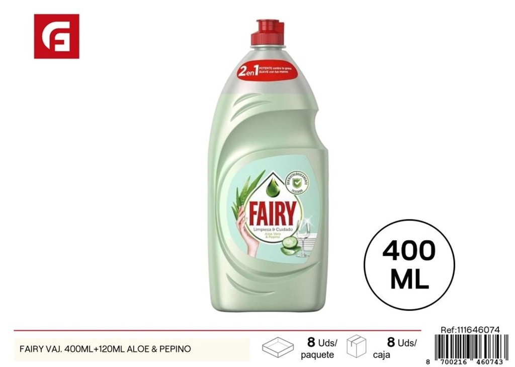 Detergente Fairy 400+120 ml aloe y pepino - Productos de limpieza y lavandería