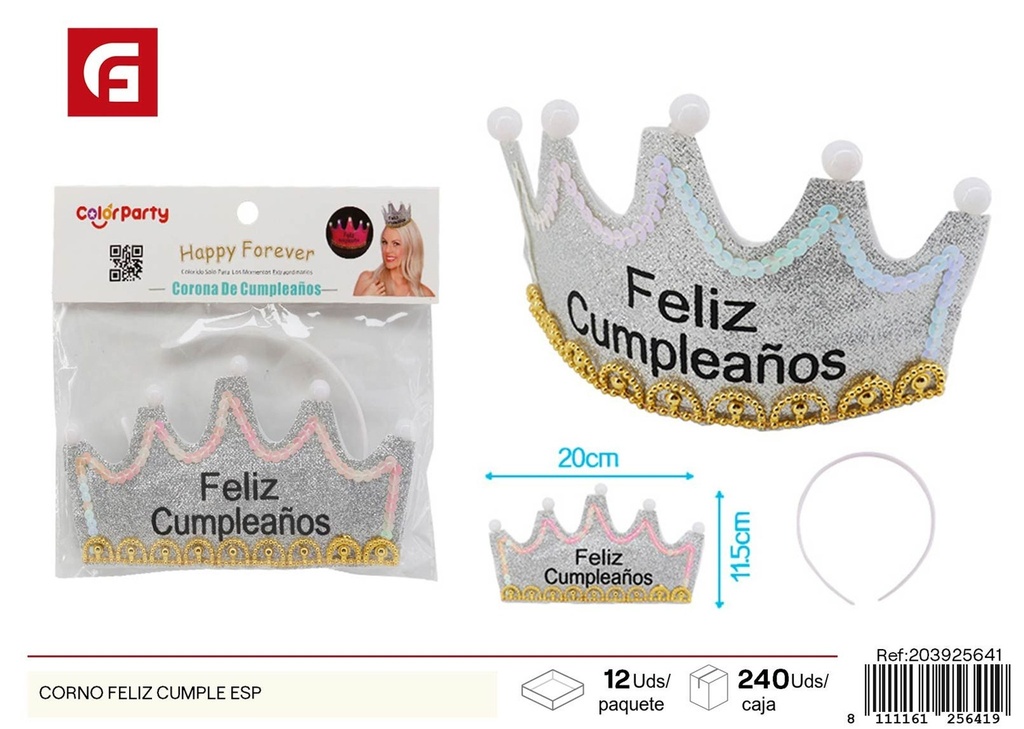 CORONA feliz cumple esp - Artículos de fiesta y decoración
