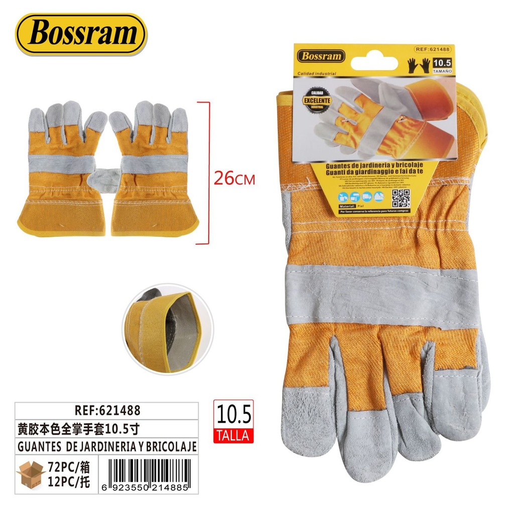 Guantes de jardinería y bricolaje amarillo 10.5" para protección